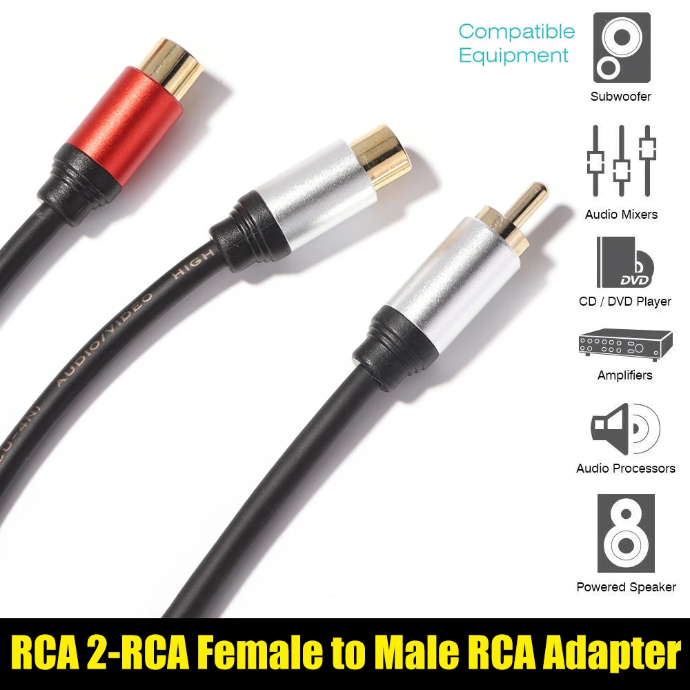 RCA 2-RCA Female to Male RCA Adapter Audio Y Adapter Subwoofer Cable Male to Female Splitter Connectors Extension Cord
RCA 2-RCA Female to Male RCA Adapter Audio Y Adapter Subwoofer Cable Male to Female Splitter Connectors Extension Cord