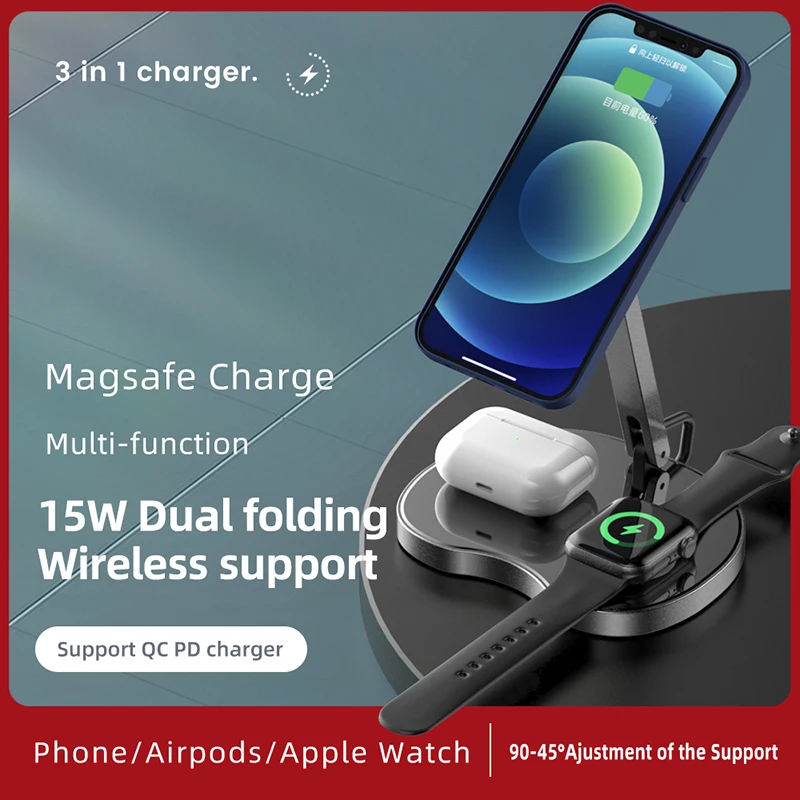 Y5 3 in 1 Folding Aluminum Alloy Wireless Charger 15W Magnetic Wireless Charging for iPhone 13 12 X XR Huawei Mate40 P40 Samsung
Y5 3 in 1 Folding Aluminum Alloy Wireless Charger 15W Magnetic Wireless Charging for iPhone 13 12 X XR Huawei Mate40 P40 Samsung
