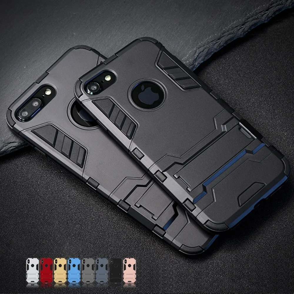 

Luxury Stand Armor Phone Holder Case For iPhone 7 8 6 6S Plus X S XS Hybrid TPU+Hard PC ShockProof Back Cover for iphone 5 5S SE