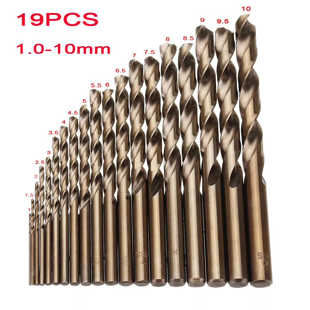 19PCS 1-10mm HSS M35 Cobalt Twist Drill Bit Set for Metal Wood Drilling for Drillpro Tools Set Kit Parts Accessories
19PCS 1-10mm HSS M35 Cobalt Twist Drill Bit Set for Metal Wood Drilling for Drillpro Tools Set Kit Parts Accessories