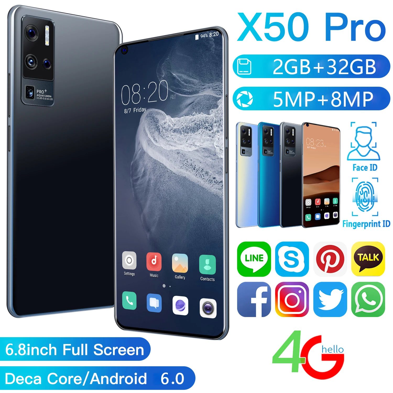 X50 Pro+ Smartphone Global Version cellphone 6.8 inch Full Screen Deca Core 3200mAh 2GB 32GB 4G LTE Network Mobile Phone
X50 Pro+ Smartphone Global Version cellphone 6.8 inch Full Screen Deca Core 3200mAh 2GB 32GB 4G LTE Network Mobile Phone