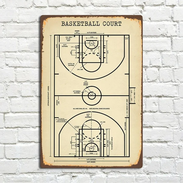 Схема баскетбольной площадки SHH8, винтажный металлический жестяной знак, металлический знак, Настенный декор, 20 см x 30 см 
Схема баскетбольной площадки SHH8, винтажный металлический жестяной знак, металлический знак, Настенный декор, 20 см x 30 см