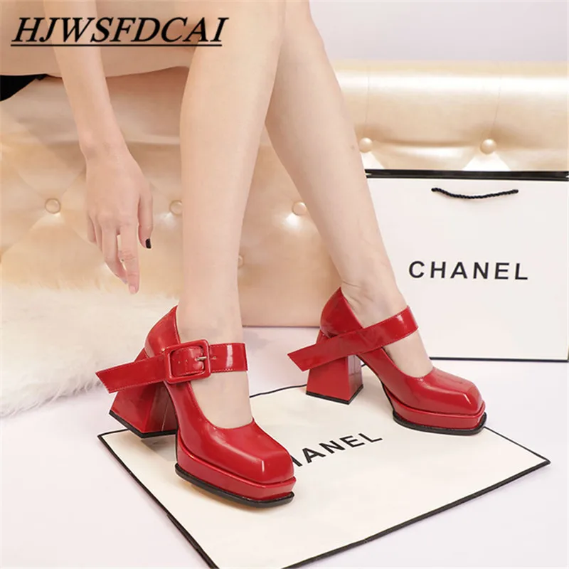 Hjwsfdcai Chunky Designer Platform Mary Janes Heels Shoes Women Patent Leather Square Toe High Heels Black Punk Ladies Pumps
Hjwsfdcai Chunky Designer Platform Mary Janes Heels Shoes Women Patent Leather Square Toe High Heels Black Punk Ladies Pumps