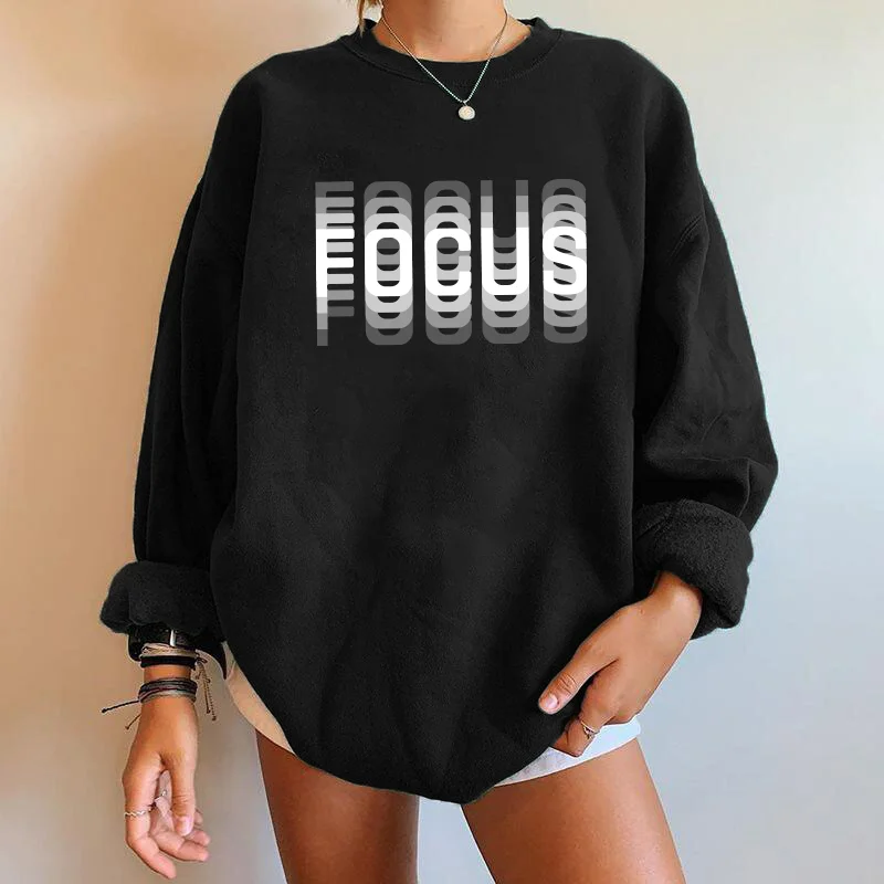 Focus Letter Print Women Sweatshirts Long Sleeve Drop-shoulder Sweatshirts Streetwear Winter Clothes Women Tops Moletom Feminino
Focus Letter Print Women Sweatshirts Long Sleeve Drop-shoulder Sweatshirts Streetwear Winter Clothes Women Tops Moletom Feminino