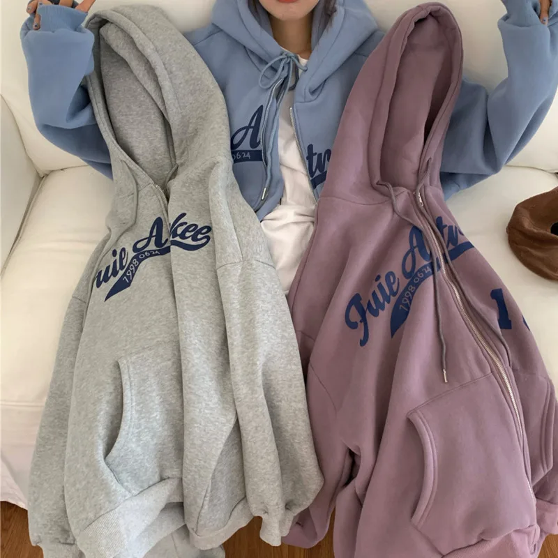 Женская Толстовка свободного покроя в стиле бойфренда, плотная толстовка с капюшоном, Новинка весна-осень 2021, кардиган с буквенным принтом, ... 
Женская Толстовка свободного покроя в стиле бойфренда, плотная толстовка с капюшоном, Новинка весна-осень 2021, кардиган с буквенным принтом, ...