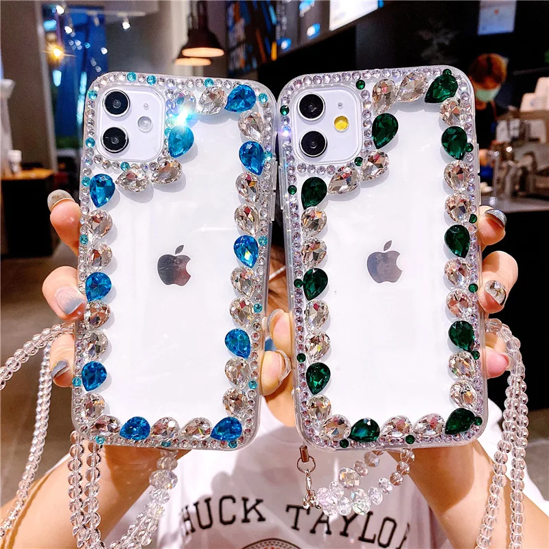 Luxury Lanyard Rhinestone Diamond Phone Case For iPhone 12 Pro Max 8 Plus 7 6 11 6s Xs Max Xr X SE 2020 Angle Drill Soft Cover
Luxury Lanyard Rhinestone Diamond Phone Case For iPhone 12 Pro Max 8 Plus 7 6 11 6s Xs Max Xr X SE 2020 Angle Drill Soft Cover