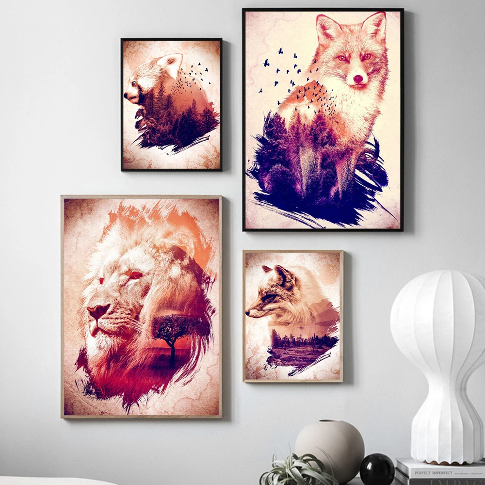 Abstract Mystery Landscape Animal Wall Art Canvas Painting Tiger Lion Fox Posters and Prints Wall Pictures for Living Room Decor
Abstract Mystery Landscape Animal Wall Art Canvas Painting Tiger Lion Fox Posters and Prints Wall Pictures for Living Room Decor