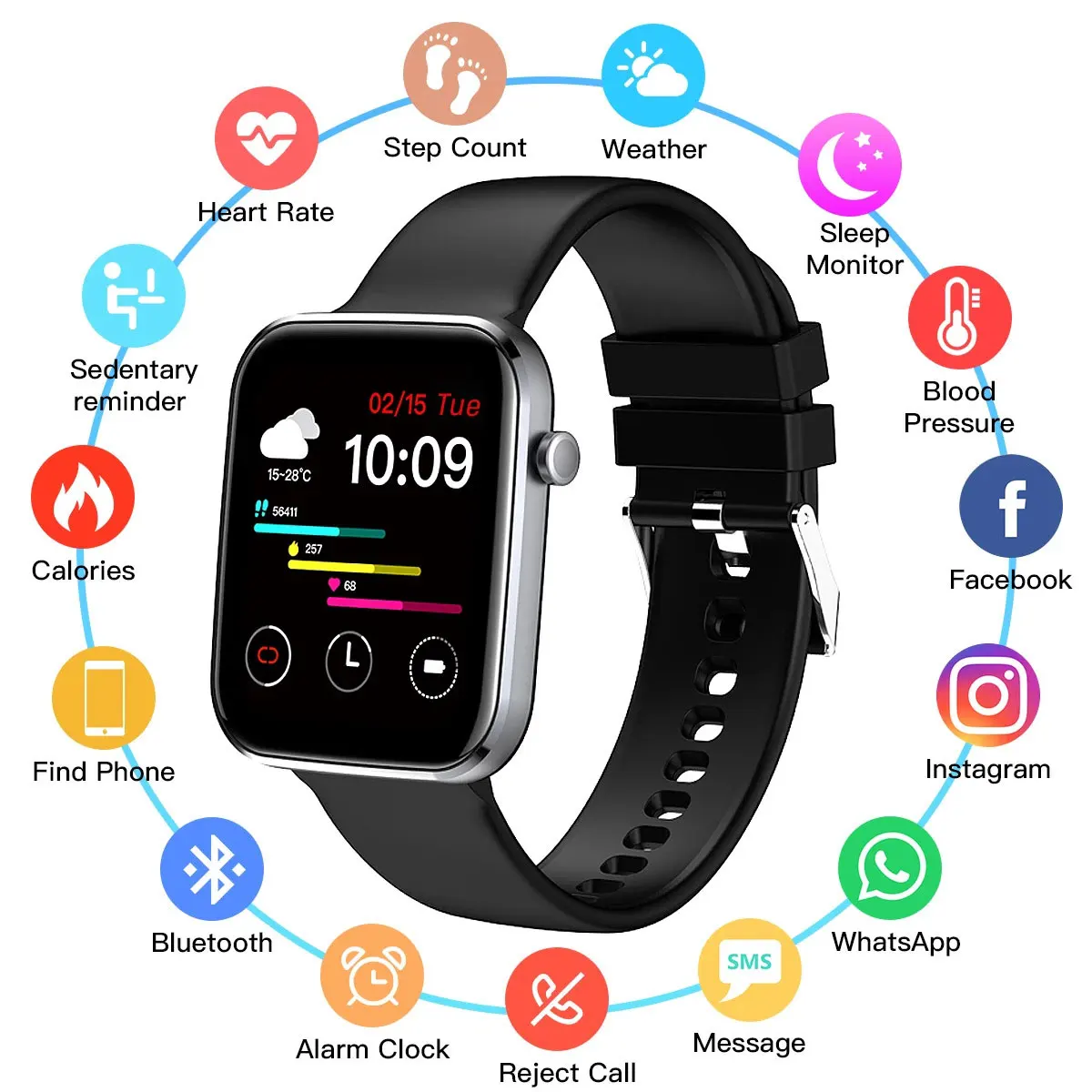 MEGIR Square Watches Men Women 1.69 Inch Full Touch Fitness Real-time Activity Tracker Blood Pressure Luxury Sport Smart Watches
MEGIR Square Watches Men Women 1.69 Inch Full Touch Fitness Real-time Activity Tracker Blood Pressure Luxury Sport Smart Watches