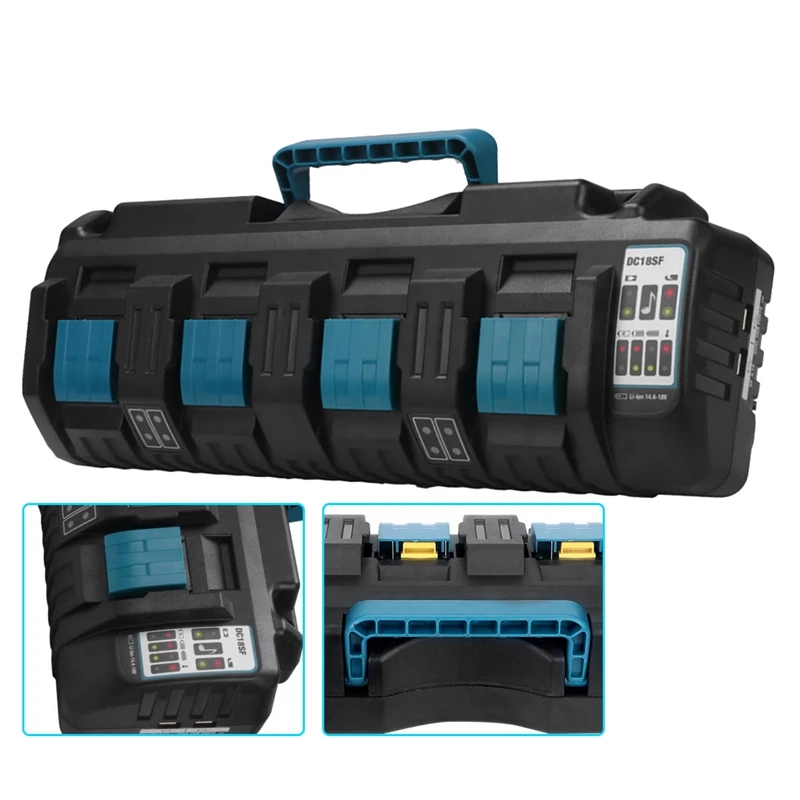 Зарядное устройство для Makita, четыре зарядных устройства DC18SF с USB-интерфейсом, 14,4-18 в
Зарядное устройство для Makita, четыре зарядных устройства DC18SF с USB-интерфейсом, 14,4-18 в