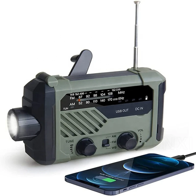 

Портативное экстренное уличное радио на солнечной батарее, 2000 мАч, AM/FM/NOAA, фонарик, лампа для чтения, зарядное устройство для сотового телефо...