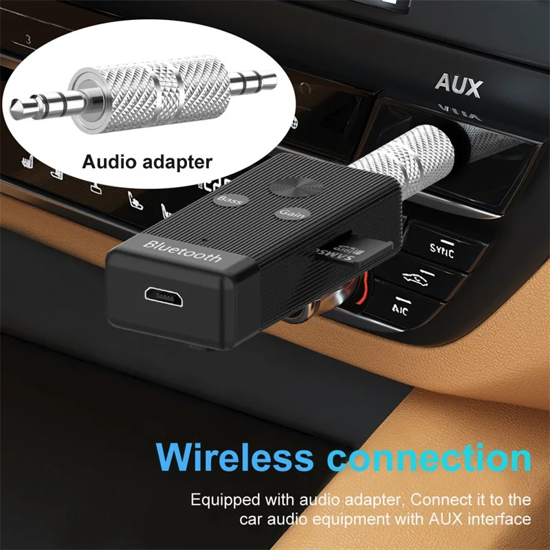 Bluetooth-ресивер 5 0 с функцией подавления басов шума стерео для автомобиля музыки Aux