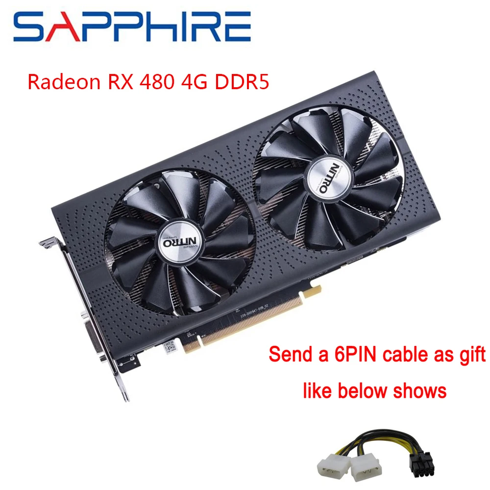 Видеокарта SAPPHIRE AMD Radeon RX 480 4 ГБ GDDR5 игровой ПК GPU 256bit PCI Express 3 0 настольные б/у карты