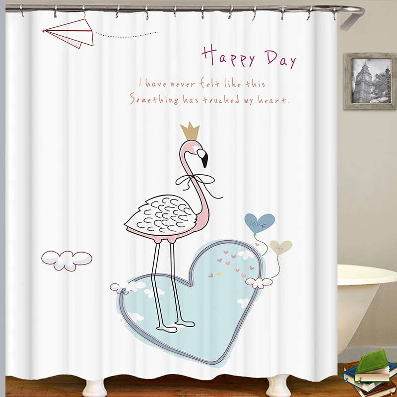 waterproof curtain bathroom tropical leaes flamingo shower curtain polyester curtain shower summer