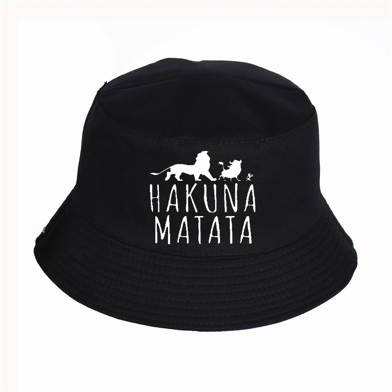 Шляпа ведро с принтом Hakuna Matata летняя популярная шляпа в стиле Харадзюку для