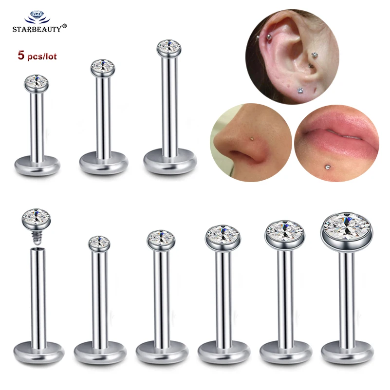 5 pcs/lot 1.5~4mm Gem 16G 6/8/10mm Bar Nose Ring Stud Helix Piercing Oreja Labret Lip Ring Ear Piercing Tragus Earrings Jewelry
5 pcs/lot 1.5~4mm Gem 16G 6/8/10mm Bar Nose Ring Stud Helix Piercing Oreja Labret Lip Ring Ear Piercing Tragus Earrings Jewelry
