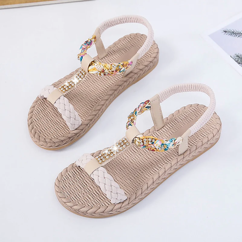 Hemp Sole Sandals for Female Students 2021 New Silk Woven Summer Ankle Straps Beach Casual Ladies and Slippers Women Shoes 2021
Hemp Sole Sandals for Female Students 2021 New Silk Woven Summer Ankle Straps Beach Casual Ladies and Slippers Women Shoes 2021