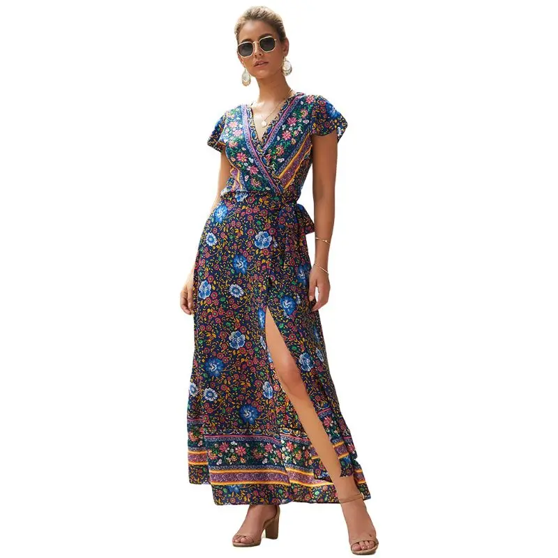 Women Ladies Boho Floral Print V Neck Holiday Short Sleeve Split Summer Beach Maxi Dress Sundress BX0A
Women Ladies Boho Floral Print V Neck Holiday Short Sleeve Split Summer Beach Maxi Dress Sundress BX0A