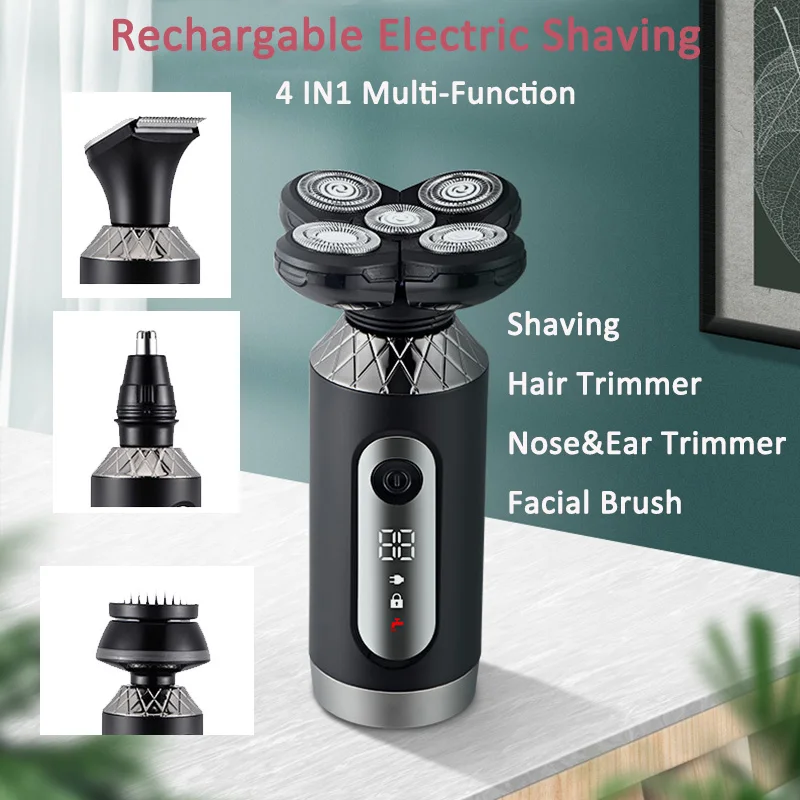 Electric Shaver Men's Razor Beard Hair Nose&Ear Trimmer Facial Brush 4in1 Function Dry Wet 4D USB Charging Rechargable Device
Electric Shaver Men's Razor Beard Hair Nose&Ear Trimmer Facial Brush 4in1 Function Dry Wet 4D USB Charging Rechargable Device