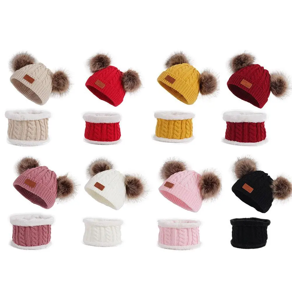 Two pieces Hat Scarf Set Beanie Cap Children's Hats Bone Ball Keep Girls Winter Kids Warm Knitted Skullies Caps Pompon Fake V1F5
Two pieces Hat Scarf Set Beanie Cap Children's Hats Bone Ball Keep Girls Winter Kids Warm Knitted Skullies Caps Pompon Fake V1F5