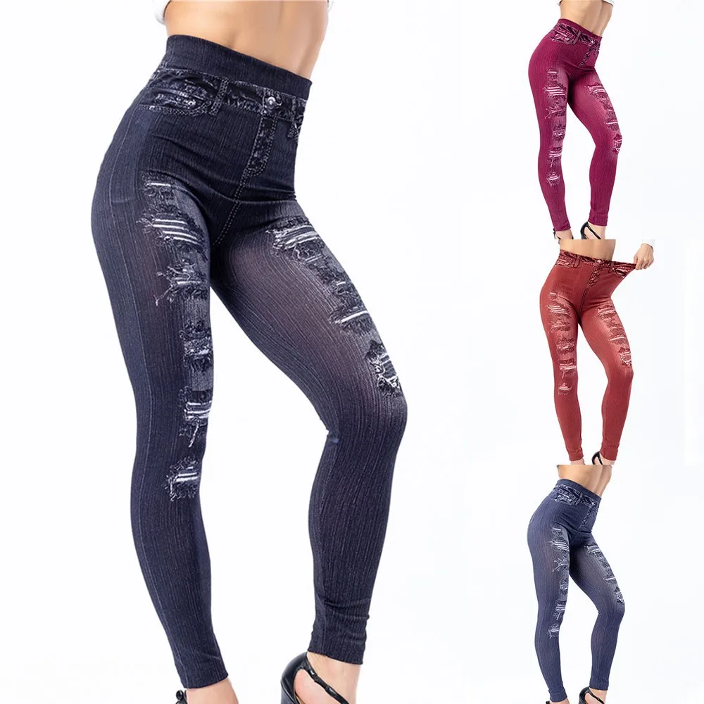 Women High Waist Faux Denim Jeans Slim Pants Push Up Butt Lift Stretch Leggings Be Slightly Hh
Women High Waist Faux Denim Jeans Slim Pants Push Up Butt Lift Stretch Leggings Be Slightly Hh