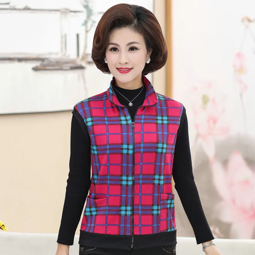 Middle Aged Women Plaid Vest Autumn Spring Red Blue Checked Pattern Waistcoat Turn Down Collar Zip up Sleeveless Jacket Mother
Middle Aged Women Plaid Vest Autumn Spring Red Blue Checked Pattern Waistcoat Turn Down Collar Zip up Sleeveless Jacket Mother