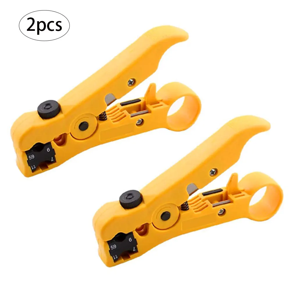 2Pcs Universal Cutter Stripper Wire Cable Wire Stripping Tools Adjustable Wire Stripper For Coax Cable Telephone Cable Yellow
2Pcs Universal Cutter Stripper Wire Cable Wire Stripping Tools Adjustable Wire Stripper For Coax Cable Telephone Cable Yellow