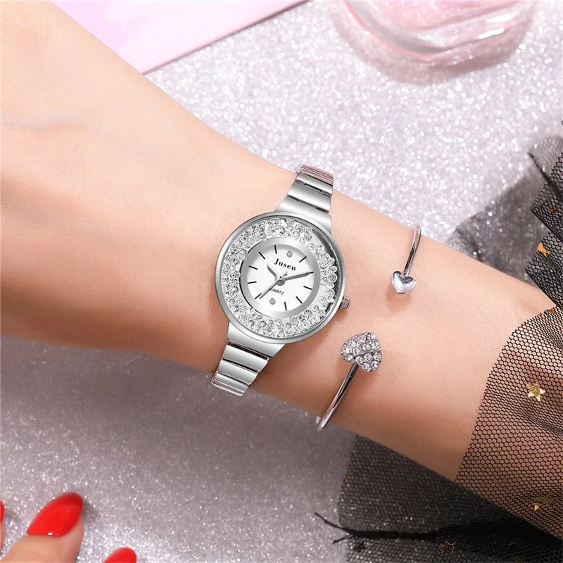 Women's Vogue Rhinestone Watches Qualities Ladies Stainless Steel Wristwatches Simple Silver Female Quartz Watch Montre Femme
Women's Vogue Rhinestone Watches Qualities Ladies Stainless Steel Wristwatches Simple Silver Female Quartz Watch Montre Femme