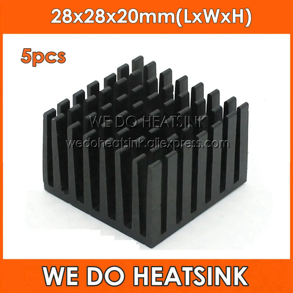 

WE DO HEATSINK 5pcs 28x28x20mm Cheap CPU Aluminum Heat Sink Cooling Cooler Radiators For Sale Black Anodized