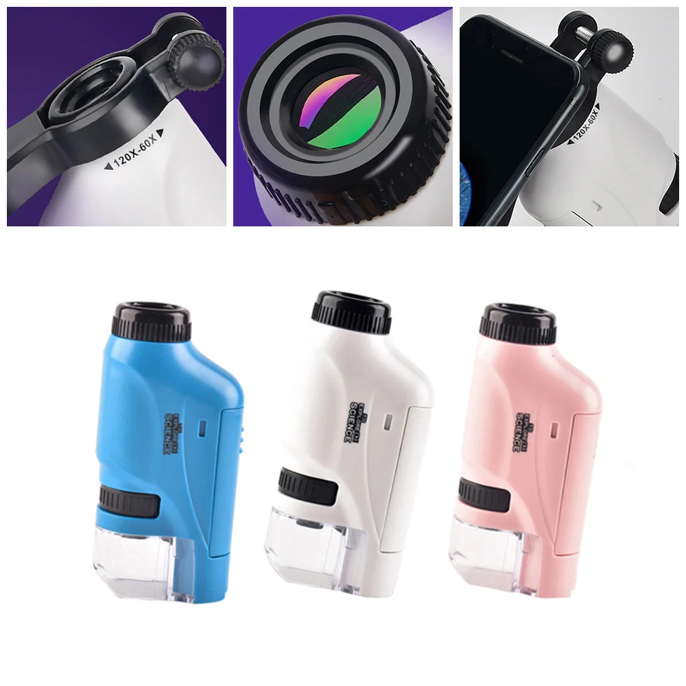 Pocket Portable Microscope Handheld Microscope Kit Lab LED Light 60X-120X School Biological Science Educational Toys Children
Pocket Portable Microscope Handheld Microscope Kit Lab LED Light 60X-120X School Biological Science Educational Toys Children