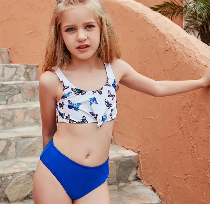 2Pcs Bikini Swimwear Kid Girl Swimsuit Butterfly Printed Tank Tops Blue Triangle Crotch Panties Beach Swimming Bathing Suit
2Pcs Bikini Swimwear Kid Girl Swimsuit Butterfly Printed Tank Tops Blue Triangle Crotch Panties Beach Swimming Bathing Suit