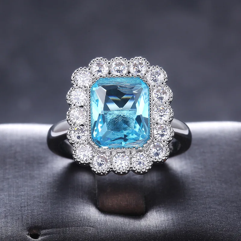 Gorgeous Female Light Sky Blue Wedding Rings Luxury Princess Aquamarine Engage Party Women Jewelry Shine CZ Stone Best Gifts
Gorgeous Female Light Sky Blue Wedding Rings Luxury Princess Aquamarine Engage Party Women Jewelry Shine CZ Stone Best Gifts