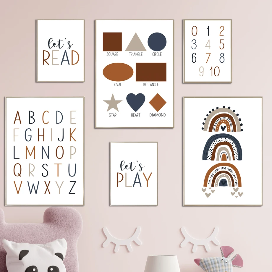 Nordic Posters And Prints Cartoon Rainbow Alphabet Number Shapes Nursery Art Canvas Painting Wall Pictures Kids Room Home Decor
Nordic Posters And Prints Cartoon Rainbow Alphabet Number Shapes Nursery Art Canvas Painting Wall Pictures Kids Room Home Decor