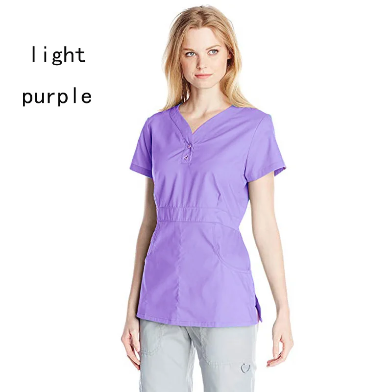 women fashion scrub top v neck shirt with two buttons pure cotton medical uniforms Elastic waistline pregnant woman workwear
women fashion scrub top v neck shirt with two buttons pure cotton medical uniforms Elastic waistline pregnant woman workwear