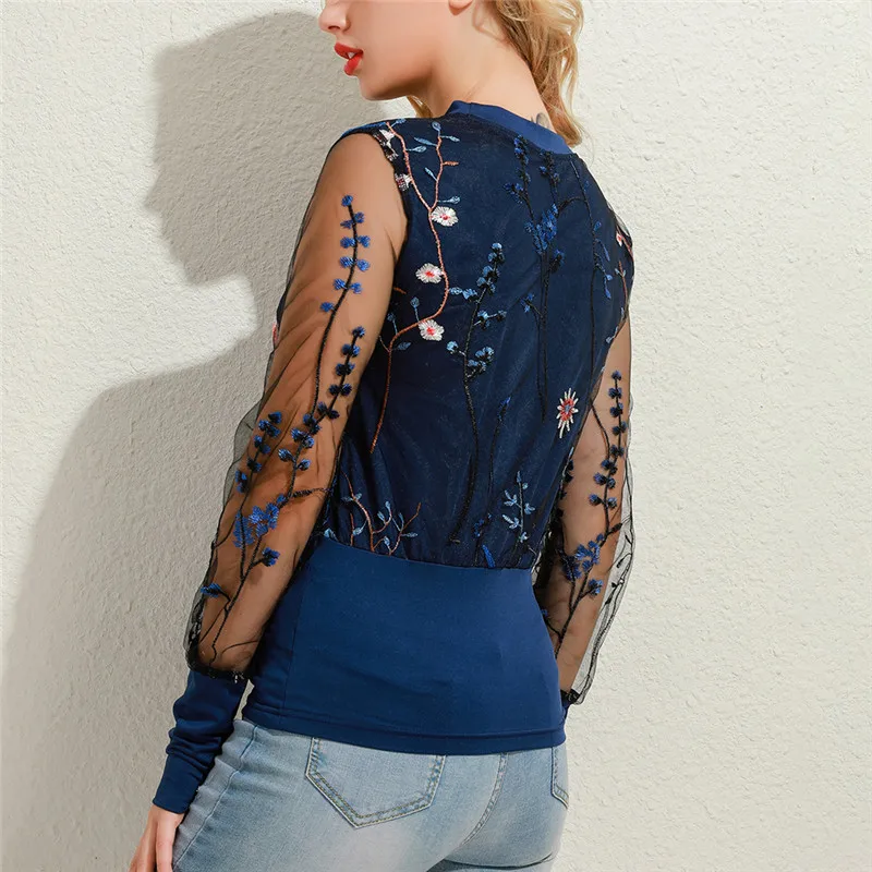 New Embroidery Floral Sheer Mesh Sleeve Blouse Shirts Women 2020 Spring Patchwork Pullovers Elegant Sexy See Through Tops
New Embroidery Floral Sheer Mesh Sleeve Blouse Shirts Women 2020 Spring Patchwork Pullovers Elegant Sexy See Through Tops