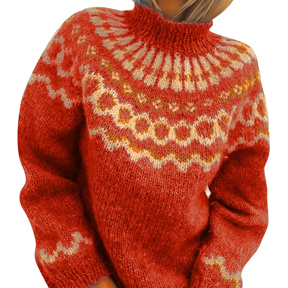 Женский свободный свитер-водолазка, теплый удобный пуловер с длинным рукавом и принтом, в стиле ретро, зимний сезон 
Женский свободный свитер-водолазка, теплый удобный пуловер с длинным рукавом и принтом, в стиле ретро, зимний сезон