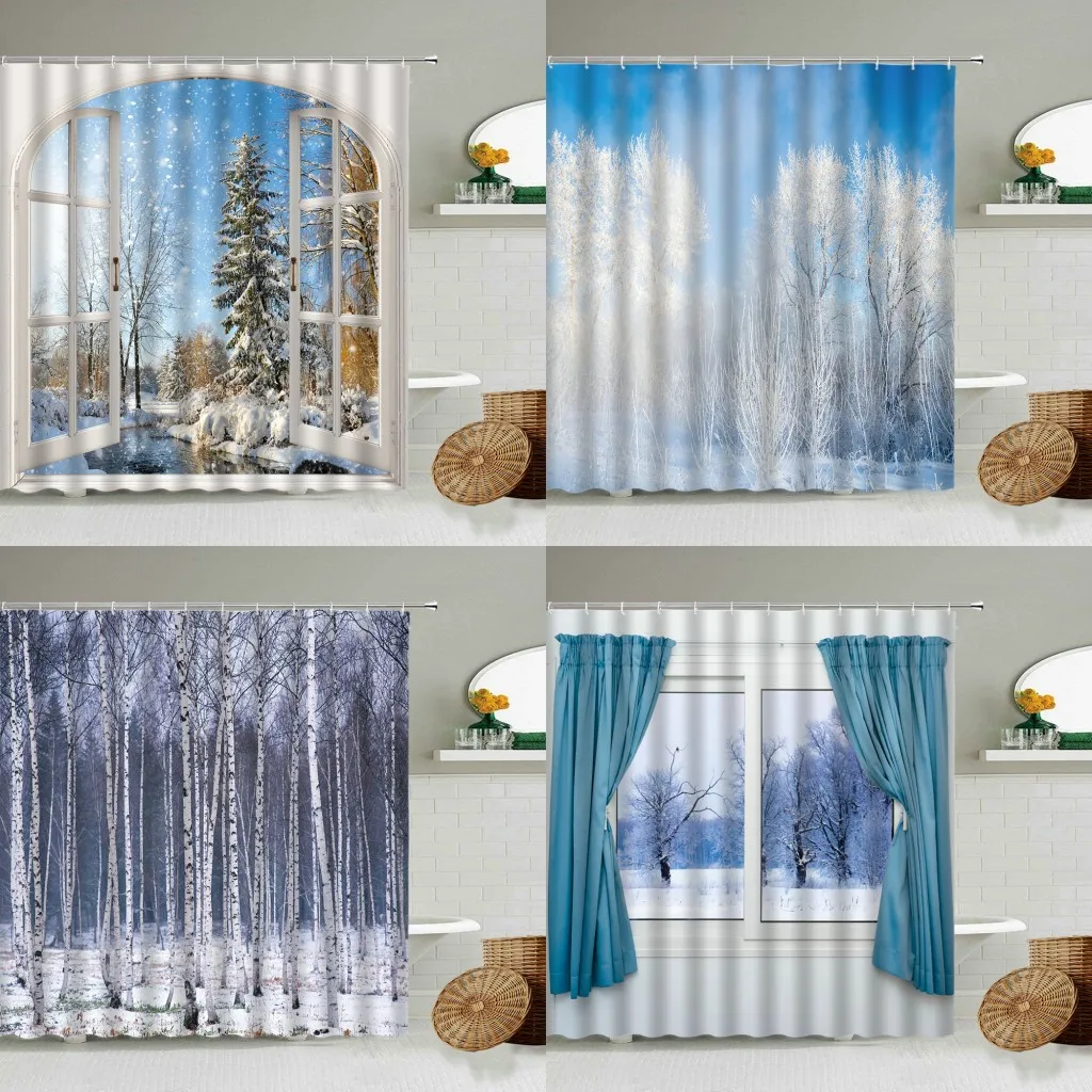 Forest Snow Scenery Shower Curtain Winter Natural Window View New Year Holiday Bathroom Wall Decor With Hook Waterproof Screen
Forest Snow Scenery Shower Curtain Winter Natural Window View New Year Holiday Bathroom Wall Decor With Hook Waterproof Screen