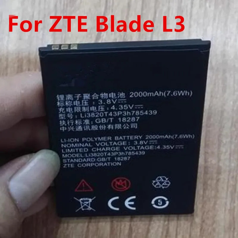 100% Real Battery 2000mAh Li3820T43P3h785439 For ZTE Blade L3 Newly Production High quality Battery+Tracking number
100% Real Battery 2000mAh Li3820T43P3h785439 For ZTE Blade L3 Newly Production High quality Battery+Tracking number