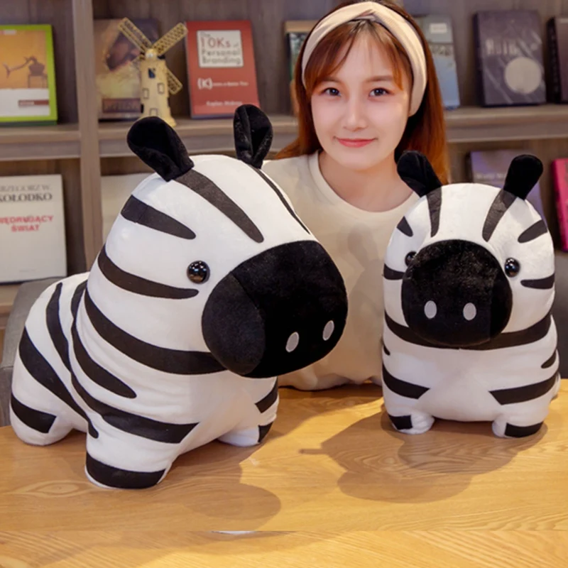 

35/40cm Kawaii Zebra Stand Round Pillow Cushion Black White Soft Plush Toy Stuffed Animal Shaped Doll Birthday Xmas Gift For Kid