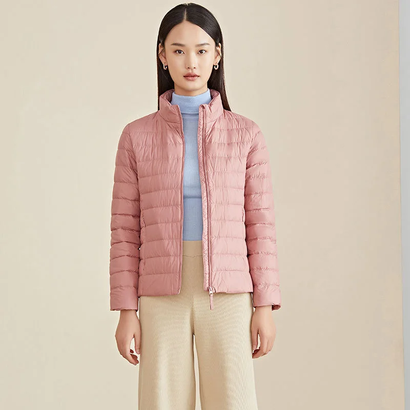 Womens Lightweight Full-Zip Down Jacket Long-Sleeve Stand-up Collar Office Lady Solid Color With Pockets Down Coat
Womens Lightweight Full-Zip Down Jacket Long-Sleeve Stand-up Collar Office Lady Solid Color With Pockets Down Coat