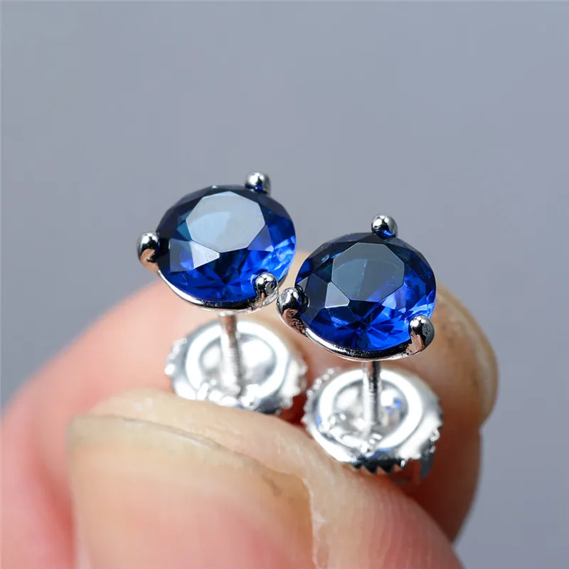 Luxury Female Natural Blue Sapphire Stone Earrings 925 Sterling Silver Earrings For Women Small 6/7/8mm Screw Stud Earrings
Luxury Female Natural Blue Sapphire Stone Earrings 925 Sterling Silver Earrings For Women Small 6/7/8mm Screw Stud Earrings