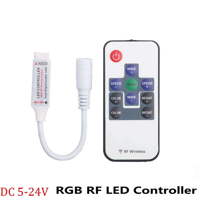 DC 5V-12V-24V RGB Mini RF Wireless SMD 5050 LED Controller Remote Driver Dimmer Strip Light 3014 2835 5630 For 3528 Home Decor
DC 5V-12V-24V RGB Mini RF Wireless SMD 5050 LED Controller Remote Driver Dimmer Strip Light 3014 2835 5630 For 3528 Home Decor