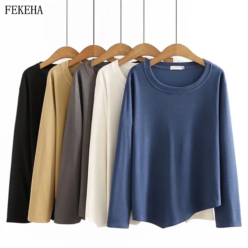 Autumn Women White T-Shirt Long Sleeve Loose Irregular Hem Lady Tee Tops O Neck Female Clothes Plus Size
Autumn Women White T-Shirt Long Sleeve Loose Irregular Hem Lady Tee Tops O Neck Female Clothes Plus Size
