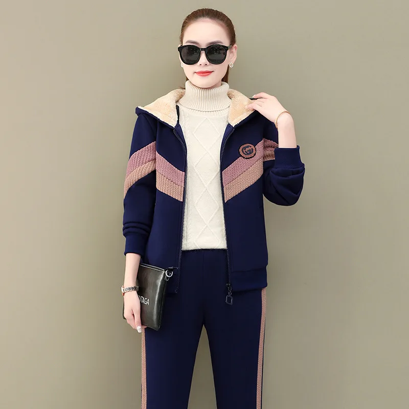 Флисовый и плотный зимний спортивный костюм, Женская толстовка из двух предметов, женская одежда для матери
Флисовый и плотный зимний спортивный костюм, Женская толстовка из двух предметов, женская одежда для матери