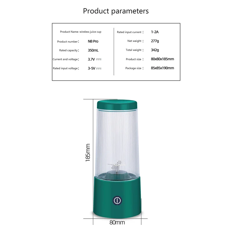 Portable Mini Juicer Cup, Stainless Steel Four Blades USB Charging Automatic Power-off 350ML Fruit Juice Squeezing Machine
Portable Mini Juicer Cup, Stainless Steel Four Blades USB Charging Automatic Power-off 350ML Fruit Juice Squeezing Machine