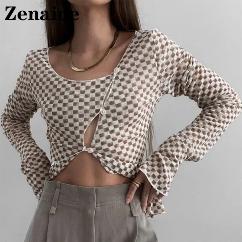 Женская Асимметричная футболка Zenaide, повседневный укороченный топ в клетку с длинным рукавом, на пуговицах, с вырезами, в винтажном стиле, ос...
Женская Асимметричная футболка Zenaide, повседневный укороченный топ в клетку с длинным рукавом, на пуговицах, с вырезами, в винтажном стиле, ос...