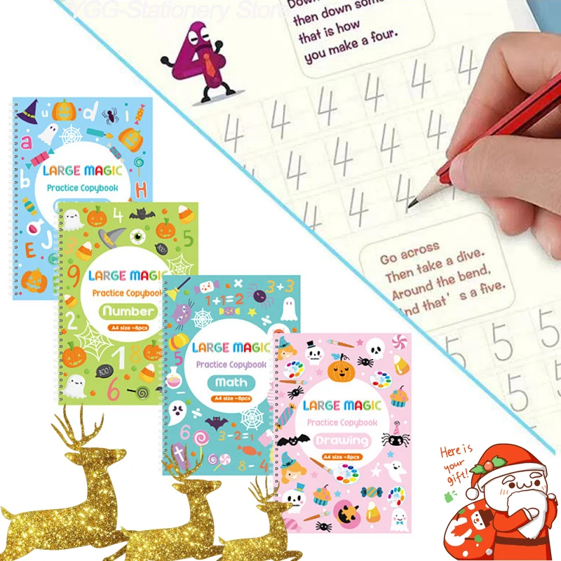 4 Volumes/Set Christmas English Copybook Magic Book Handwritten Repetition Slot Children Copybook Gift Digital Calligraphy
4 Volumes/Set Christmas English Copybook Magic Book Handwritten Repetition Slot Children Copybook Gift Digital Calligraphy