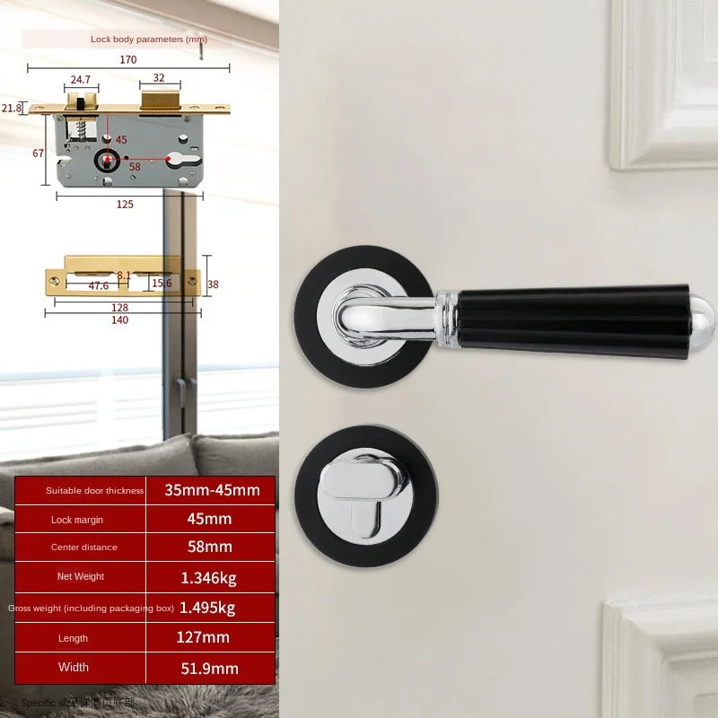 Zinc alloy door lock bedroom lock simple solid wood door handle lock American black mute split lock
Zinc alloy door lock bedroom lock simple solid wood door handle lock American black mute split lock