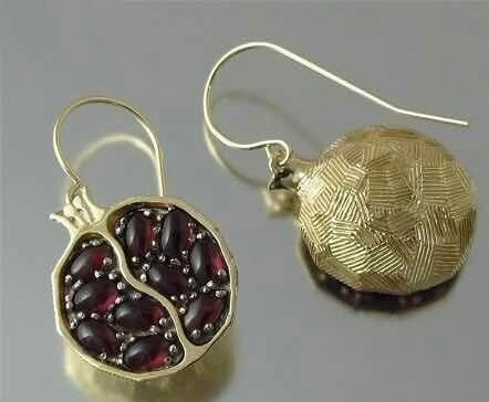 Винтажное кольцо с красным гранатовым камнем фруктами виноградной лозой модное