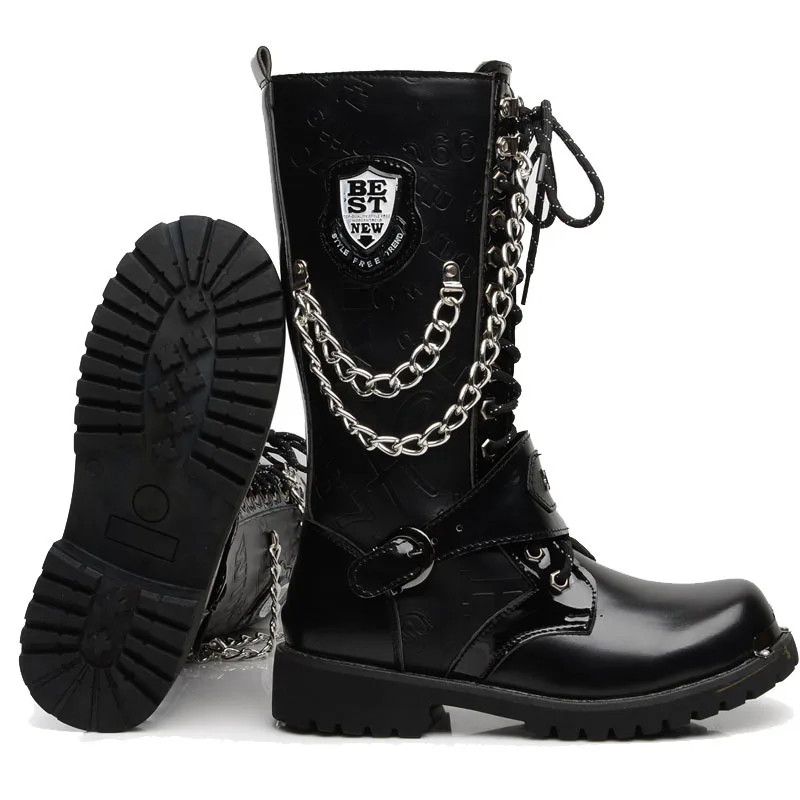 Army Boots Men High Military Combat Men Boots Mid Calf Metal Chain Male Motorcycle Punk Boots Spring Men's Shoes Rock 2021
Army Boots Men High Military Combat Men Boots Mid Calf Metal Chain Male Motorcycle Punk Boots Spring Men's Shoes Rock 2021