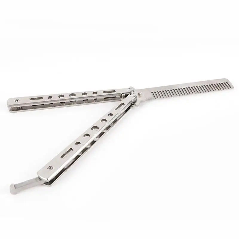 Black/Silver Cool Salon Combs Foldable Hair Comb Knife Butterfly Trainer Knife Practice Outdoor In Steel Camping
Black/Silver Cool Salon Combs Foldable Hair Comb Knife Butterfly Trainer Knife Practice Outdoor In Steel Camping